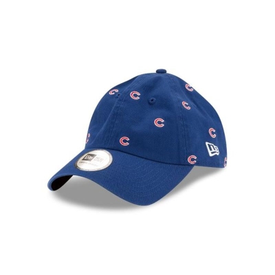 Blue Chicago Cubs Hat - New Era MLB All Over Logo Casual Classic Adjustable Caps USA4796231